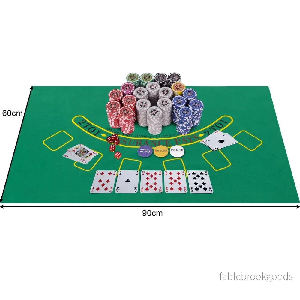 delade – Casino Poker Set med marker och spelkort tärningar dealer bordsduk – 500 – Silver - Bild 2