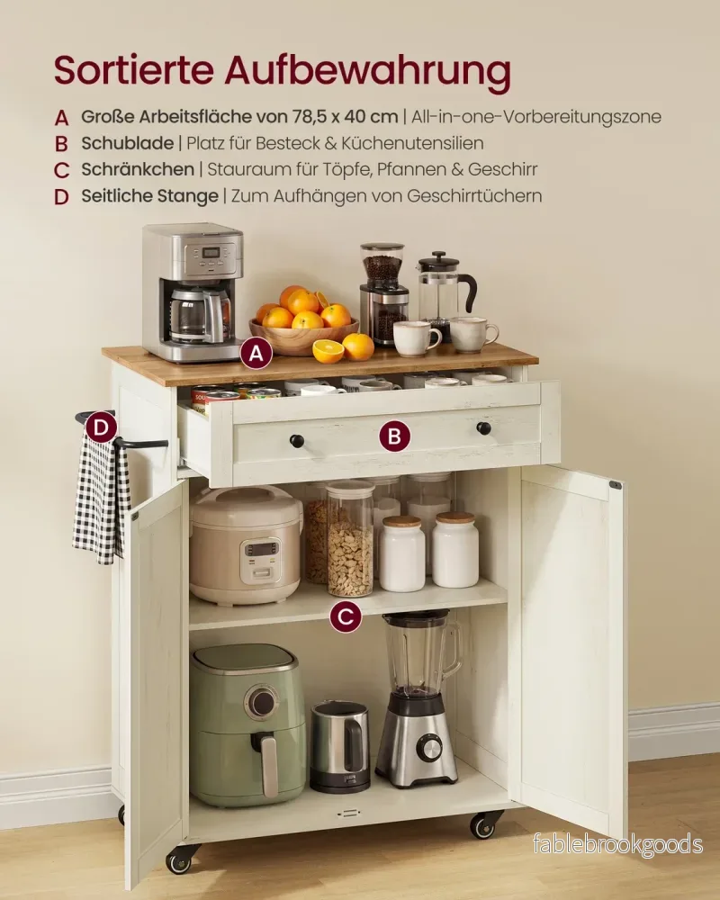 Keukenkast - 40 x 78,5 x 89,2 cm - Wolkenwit-Honingbruin - 45 kg werkblad capaciteit - 25 kg verstelbare plank capaciteit - 25 kg kastonderstel capaciteit - 10 kg lade capaciteit - 115 kg totale capaciteit - Bild 3