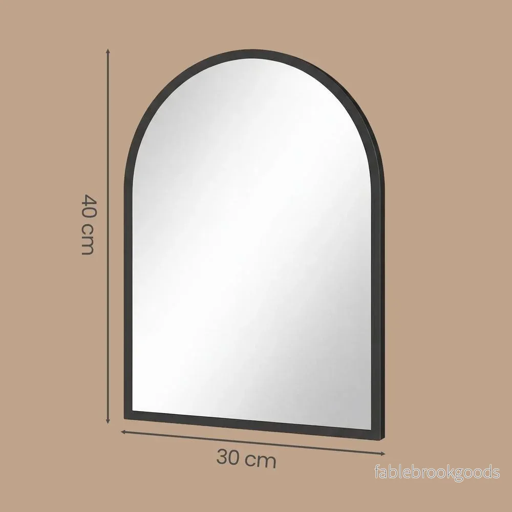 Wandspiegel - Gebogen - Aluminium Frame - 40 x 30 cm - Zwart - Bild 2