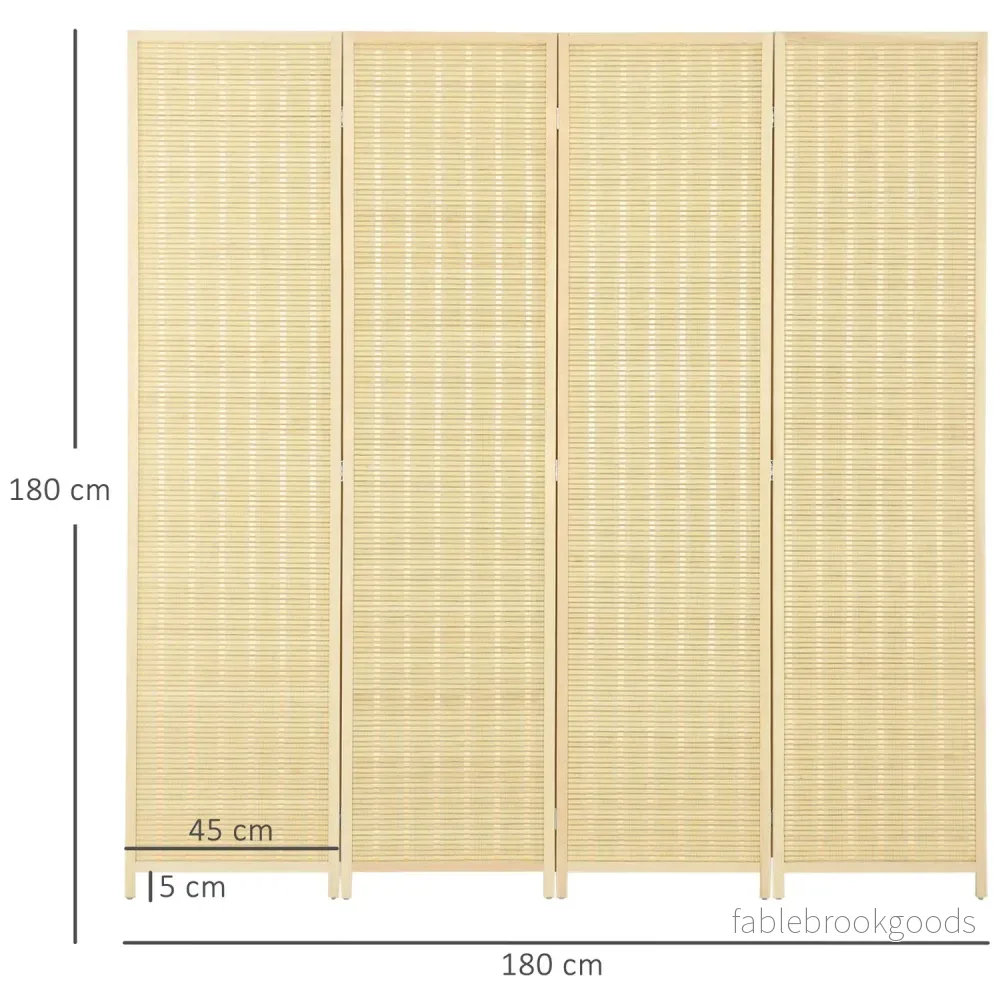 Rumsavdelare av bambu, hopfällbar sekretessskärm, naturlig 180x180 cm - Bild 3