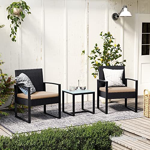 Trädgårdsmöbelset – Ergonomisk design – Rottinglook – Svart - Bild 2