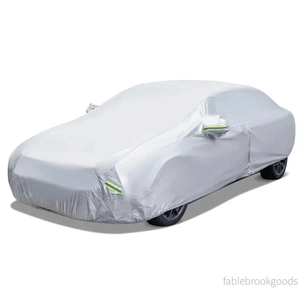 Väderbeständig – presenning för fordon Bilskydd med dragkedja – 431 x 160 x 115 cm – Silver