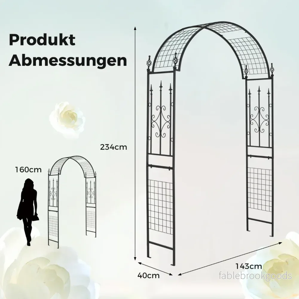 Rose – Arch Metal Garden för klätterväxter Spaljébåge bröllopsfest på bakgården – 143 x 40 x 234 cm – Svart - Bild 2