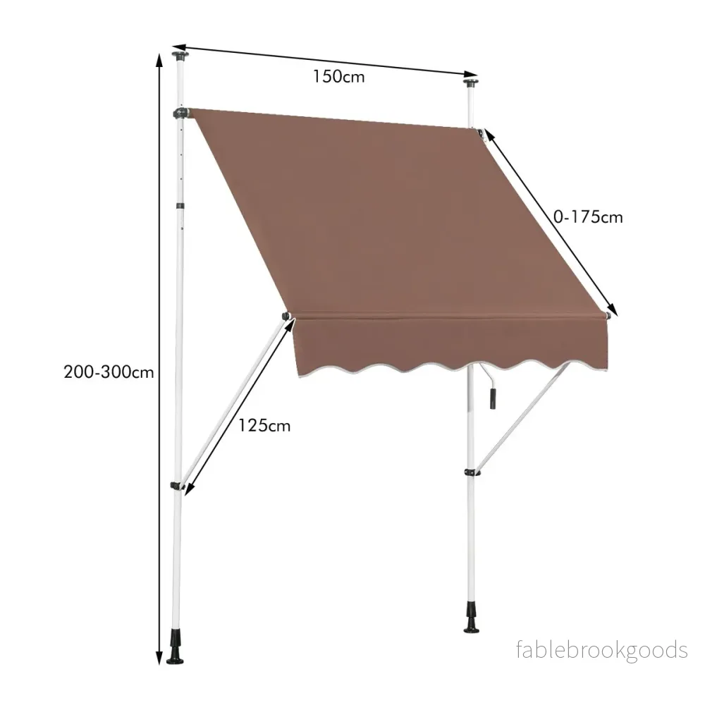 Bred – klämmarkis utan borrning UV beständig balkongmarkis höjdjusterbar – 150 cm – Brun - Bild 2