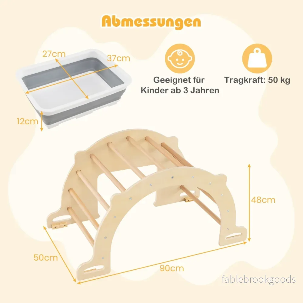 i – klätterbåge med förvaringslåda klätterställning för klättring, gungande och krypande – 8 1 90 x 50 x 48 cm – Natur - Bild 2