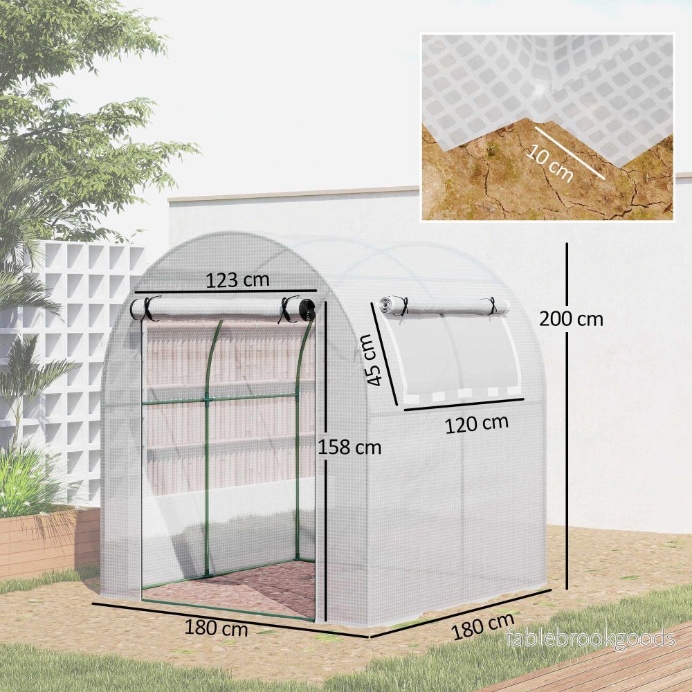 Bärbart växthus med stålram, plastöverdrag, 1,8x1,8m - Bild 3