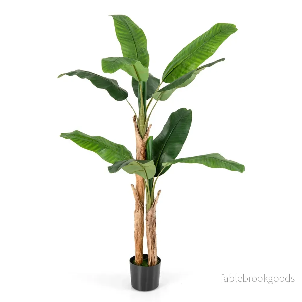 Konstgjord – bananträd Bananväxt med blad och naturlig stam – 10 165 cm – Grön