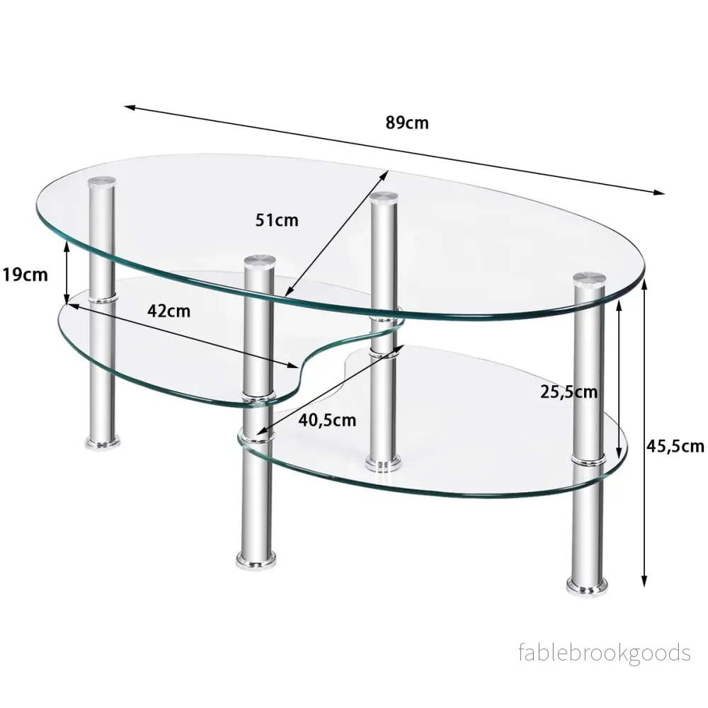 vånings – glasbord med modern oval design – 3 – Genomskinlig - Bild 2