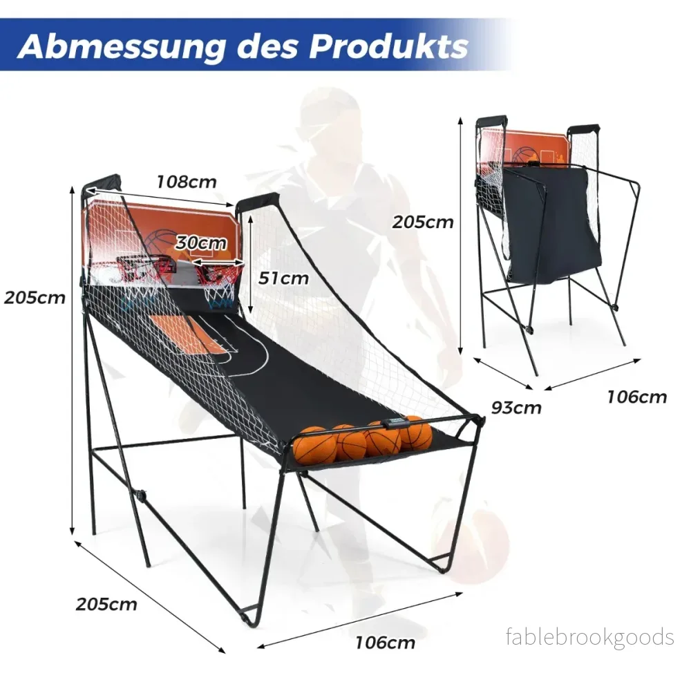 Fällbar – arkadbasketspel Barnbasketkorg med spännande spellägen Elektroniskt poängräkningssystem – 8 – Svart - Bild 2