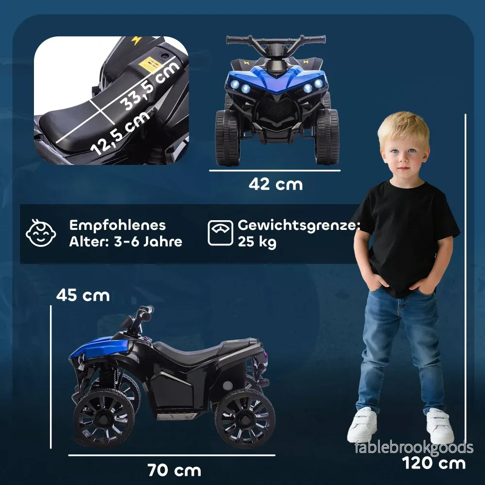 Elfyrhjuling för barn, 6V-motor, musik och ljus, blå - Bild 3