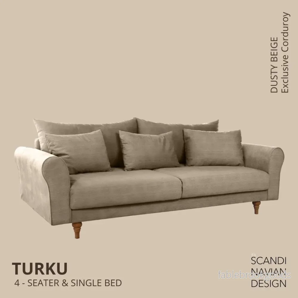 Turku 4-seater sofa/single bed Exclusive Corduroy, Dusty Beige removable & washable covers - Bild 2