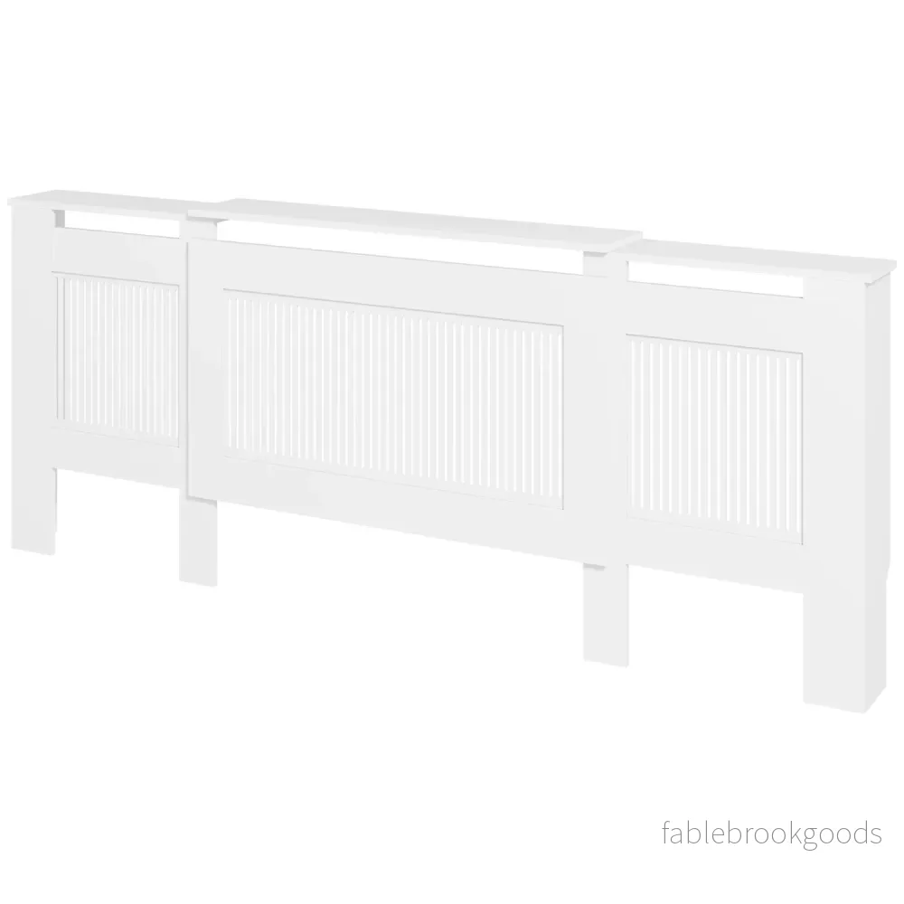 Utdragbart vitt kylarskydd med hylla, spaltdesign
