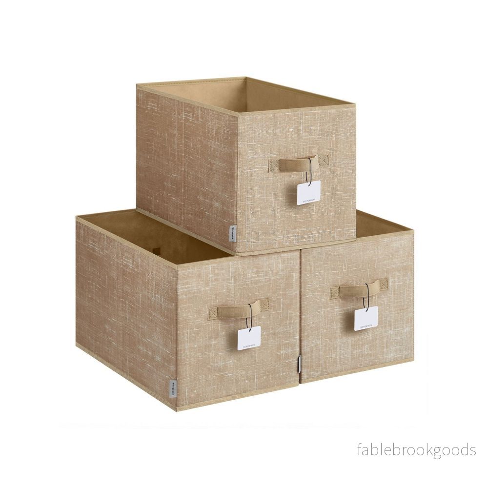 Förvaringsboxar Set om 3 – Platssparande – Sandbeige Förvaringsboxar Set om 3 – Platssparande – Sandbeige