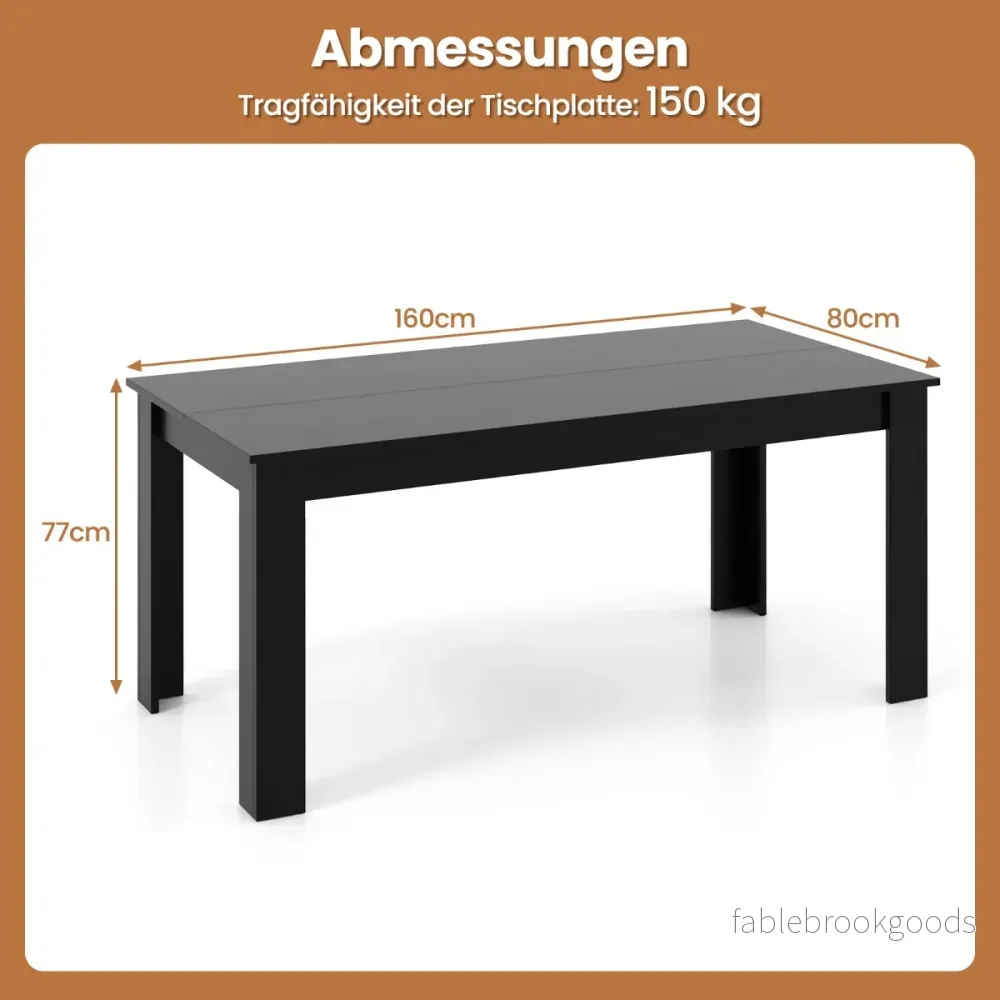 Långt – utdragbart matbord modernt köksbord med plats för upp till personer – 8 160 cm – Svart - Bild 3