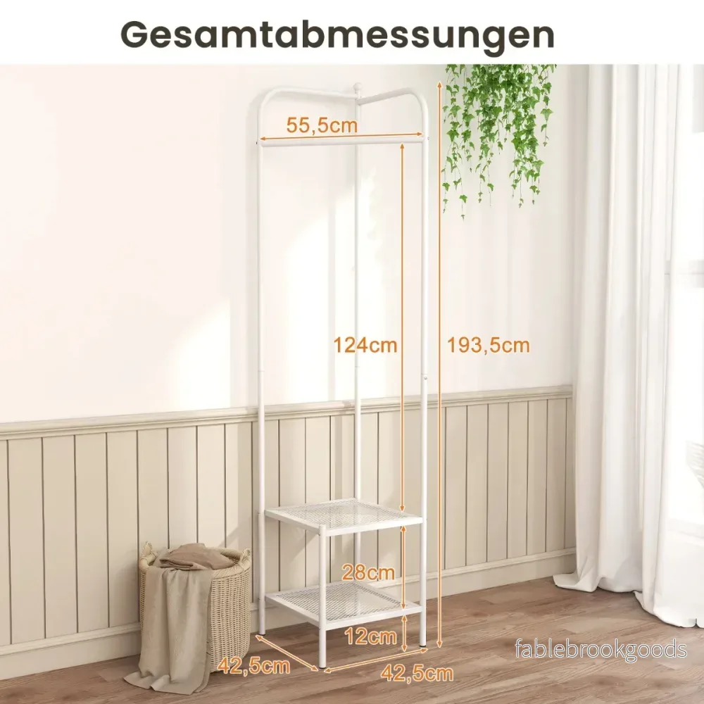 Metallhörnagarderobställ – med överkrok Fristående klädställare – Vit - Bild 2
