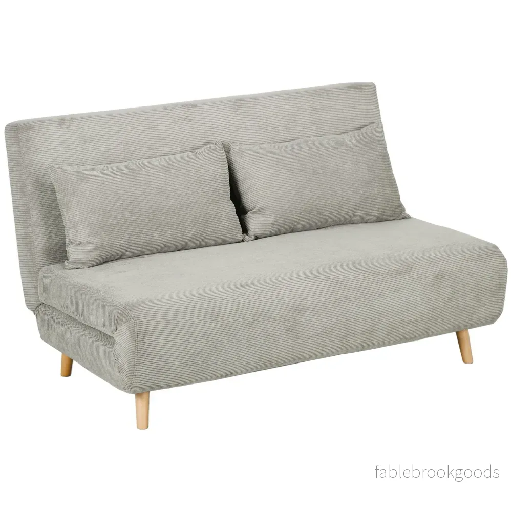 Grå sammetsbäddsoffa med justerbart ryggstöd, 141cm