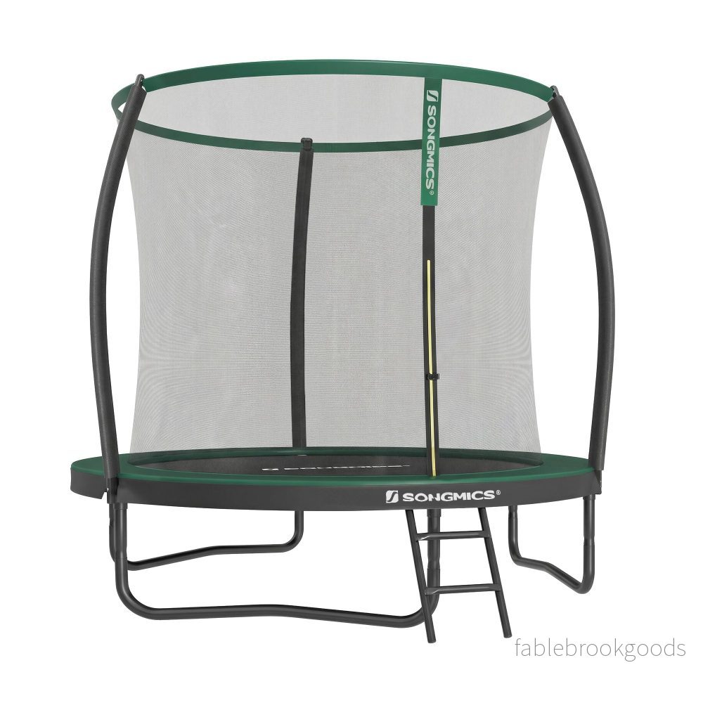 Tuintrampoline – 244 cm – Met Veiligheidsnet – Ladder – Zwart-Donkergroen Tuintrampoline – 244 cm – Met Veiligheidsnet – Ladder – Zwart-Donkergroen