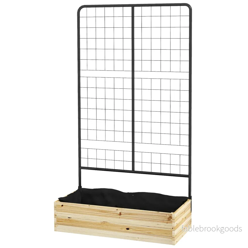 Upphöjd träsäng med spaljé – 80x38x145 cm Planteringslåda