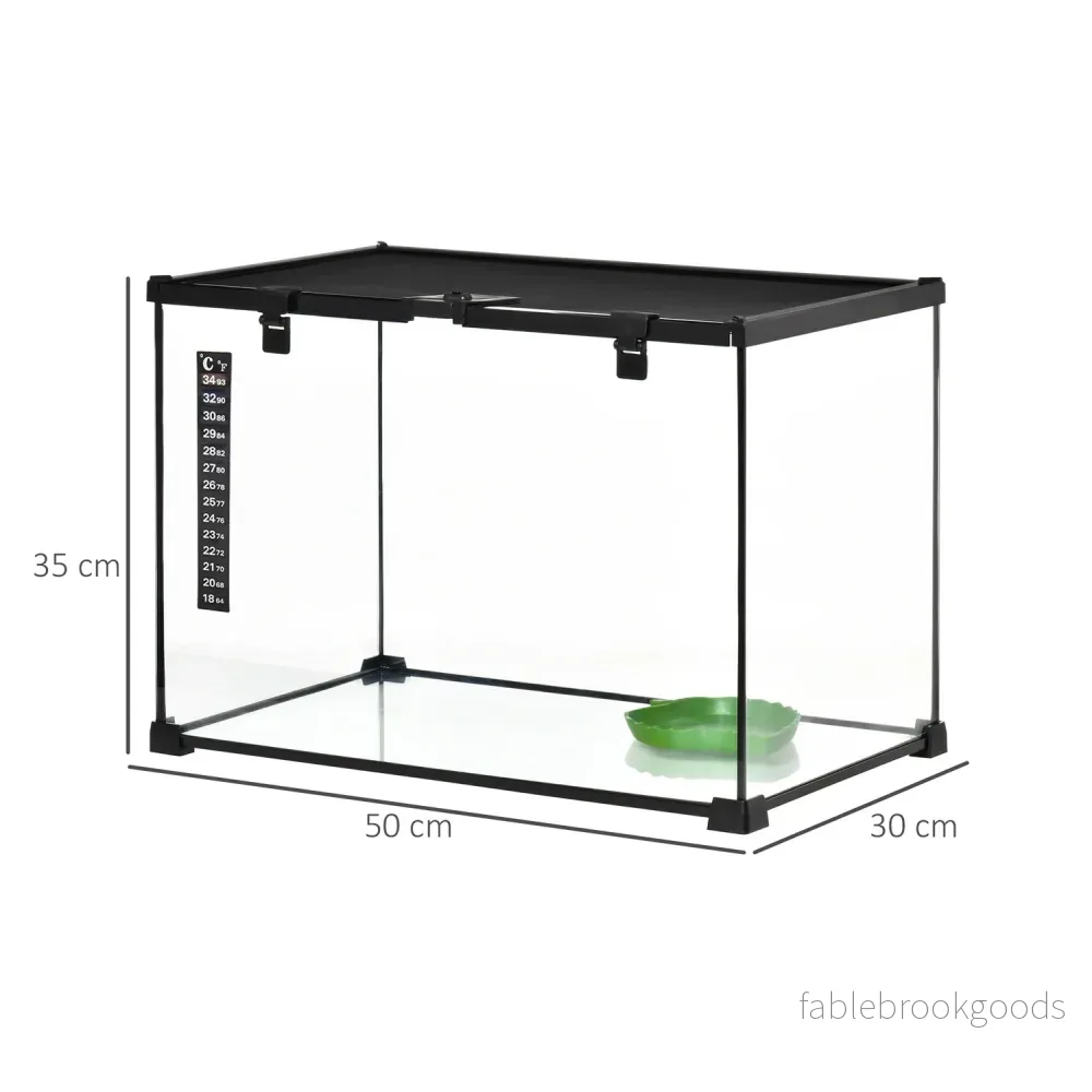 Reptilterrarium i glas med termometer, 50x30x35cm - Bild 3