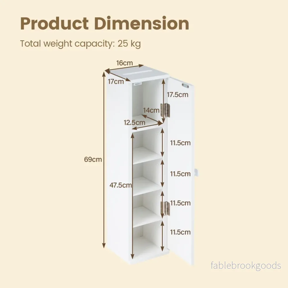 Smalt – badskåp med avtagbara hyllor, bred toalettställning – 3 16 cm – Vit - Bild 2
