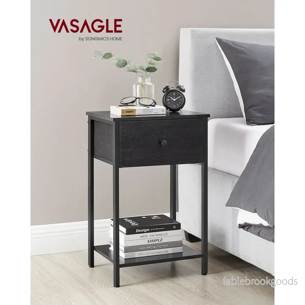 Sängbord – tyglåda – svart - Bild 2
