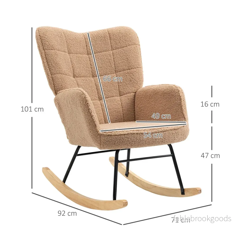 Brun lammskinns-Look avkopplande stol – 120 kg kapacitet - Bild 3