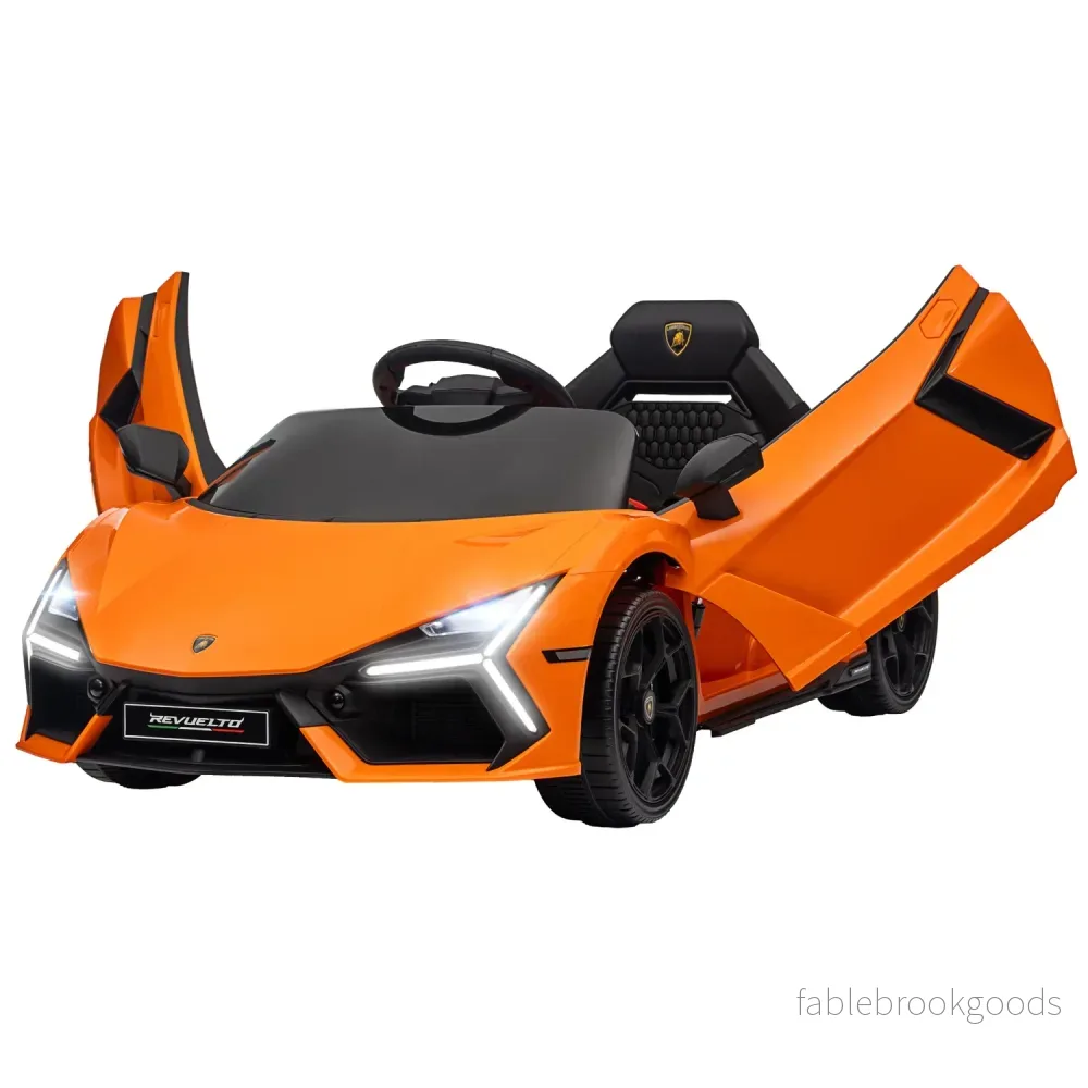 Elbil för barn 12V med fjärrkontroll, musik, USB-port, orange Elbil för barn 12V med fjärrkontroll, musik, USB-port, orange