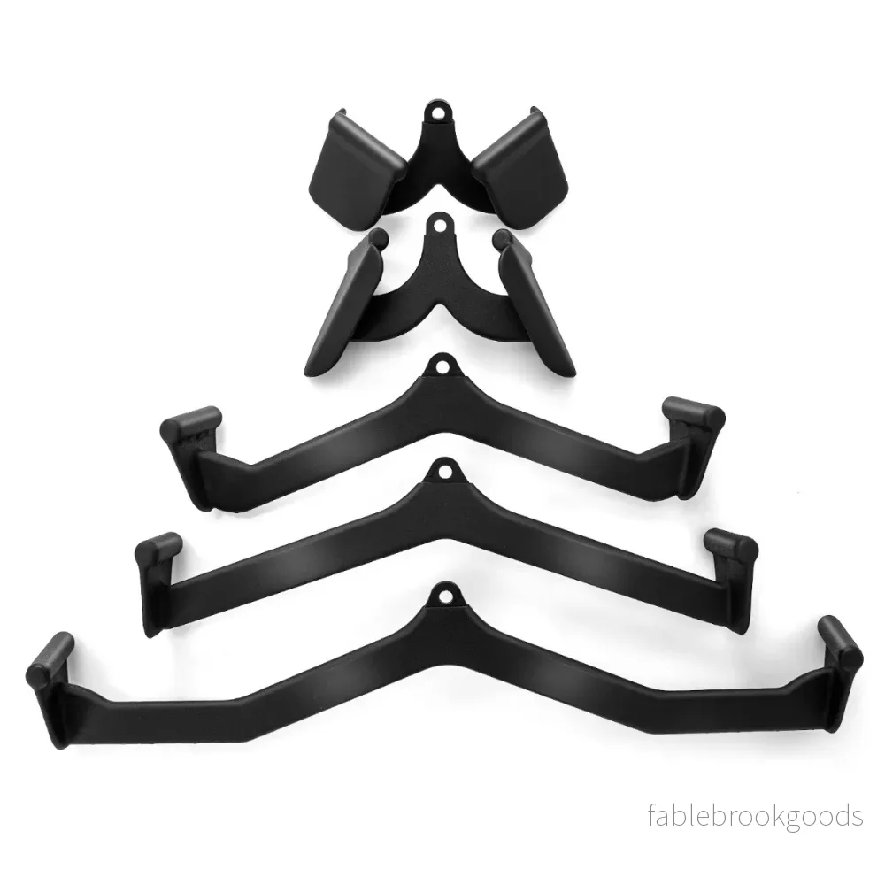 Set – med roddhandtag för kabelmaskin V form LAT kabelåtkomst gummihandtag ryggstyrketräning – 5 – Svart