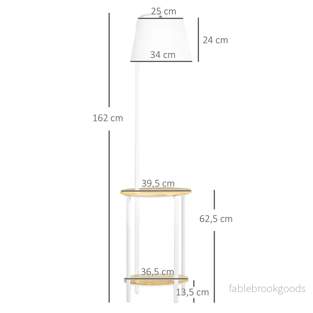 Golvlampa i vit metall, 40W, Skärm i linne, 162 cm Höjd - Bild 3