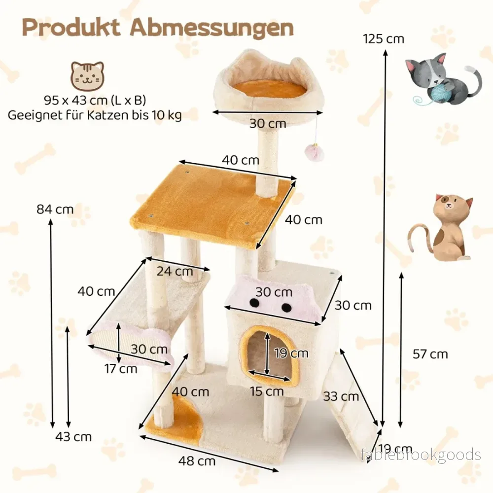 Liten – klösstång med fiskformad klösbräda Klättringsträd – Beige - Bild 2