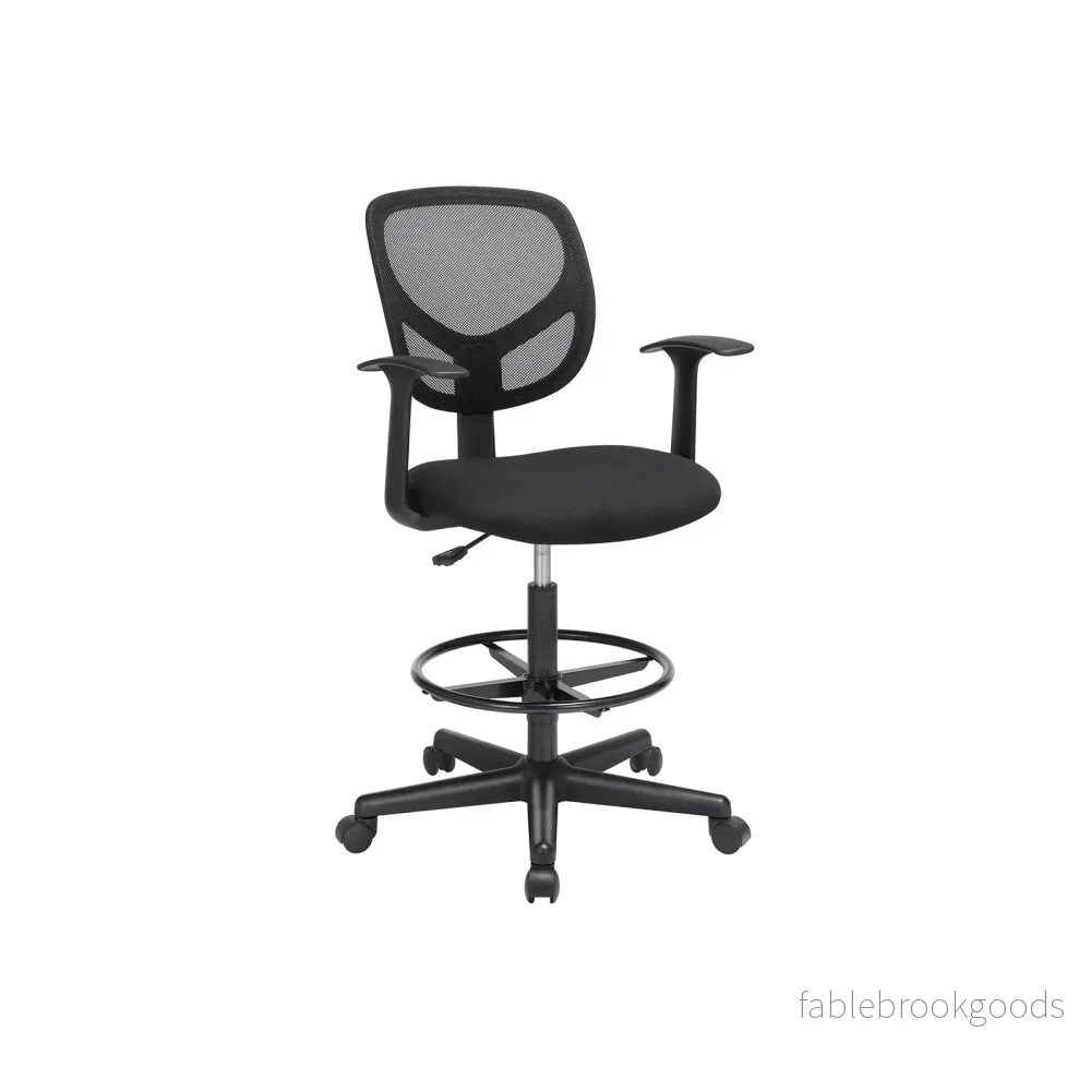 Kontorsstol – Ergonomisk med armstöd och fotstöd – Svart Kontorsstol – Ergonomisk med armstöd och fotstöd – Svart