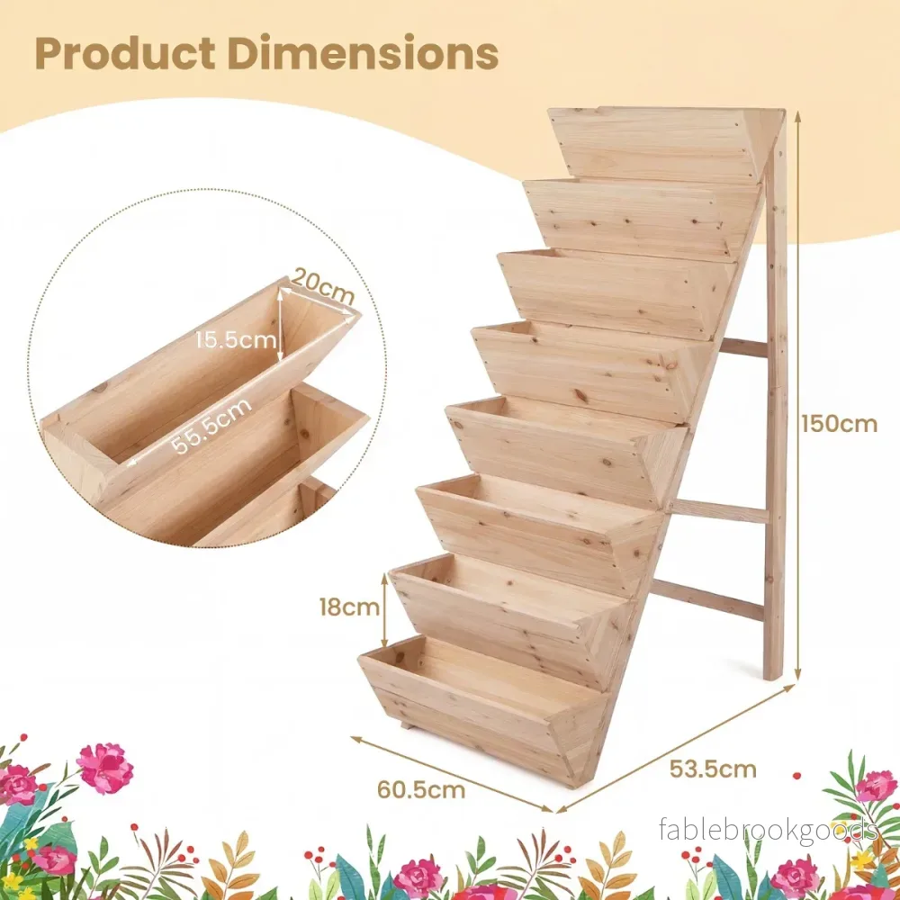 Vertikalt – odlingsbord med nivåer av granträ, blomsterbädd planteringslådor, blomstertrappa – 8 – Natur - Bild 2