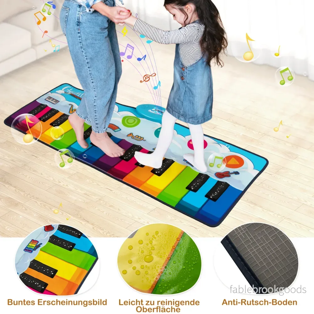 Musikmatta – för barn, pianomatta med musikinstrument, tangentbord dansmatta inspelnings och uppspelningsfunktion, leksak – 8 120 x 47 cm – Färgglad - Bild 2