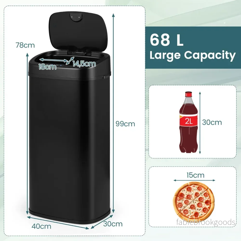 Automatisk – Soptunna med Sensor och Dual Zon Smart Sopkärl – 68 L – Svart - Bild 2