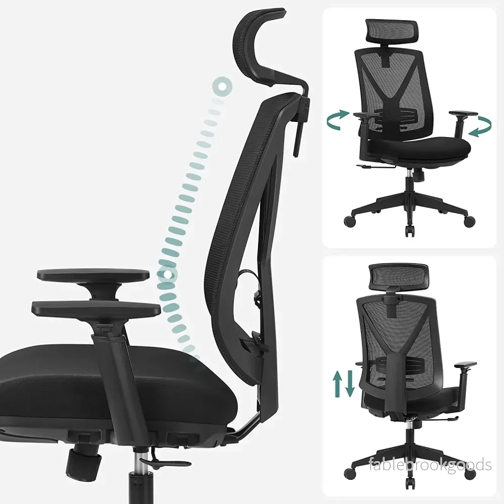 Kontorsstol – Ergonomisk med fotstöd – Svart - Bild 3