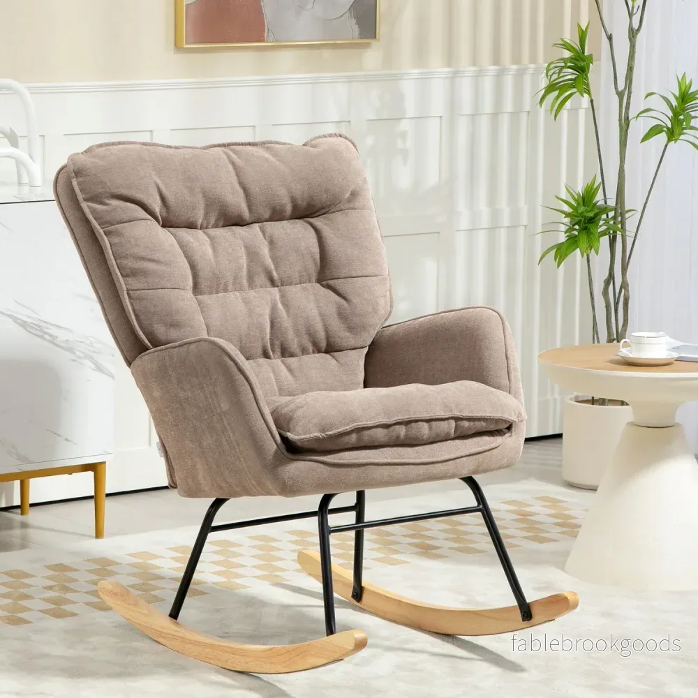 Brun fåtölj – Chenille Look, 120 kg Capacity Rocker - Bild 2