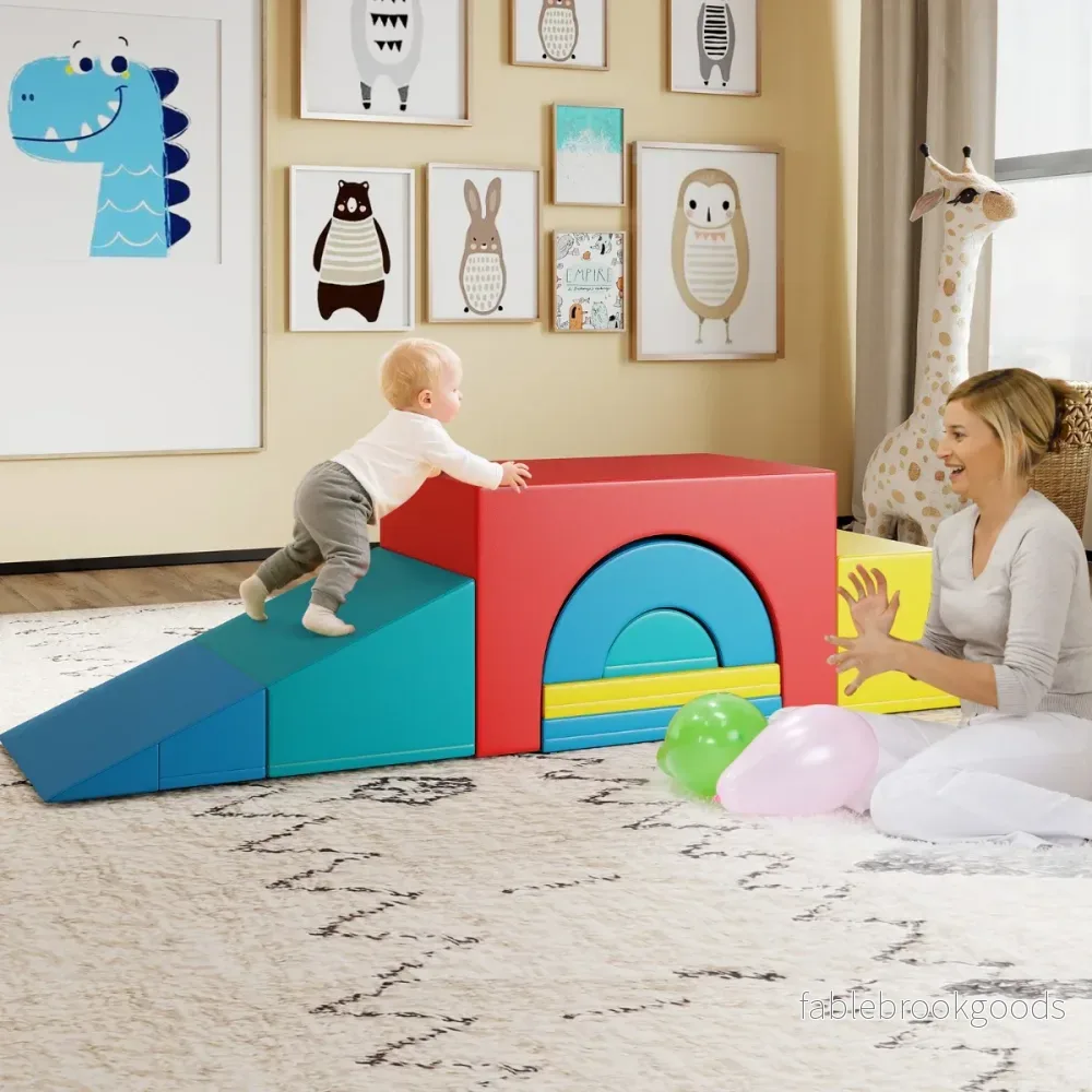delars – klätterblock set i skumgummi Mjukt lek gym i PU läder Klätterstruktur – 7 – Flerfärgad - Bild 3