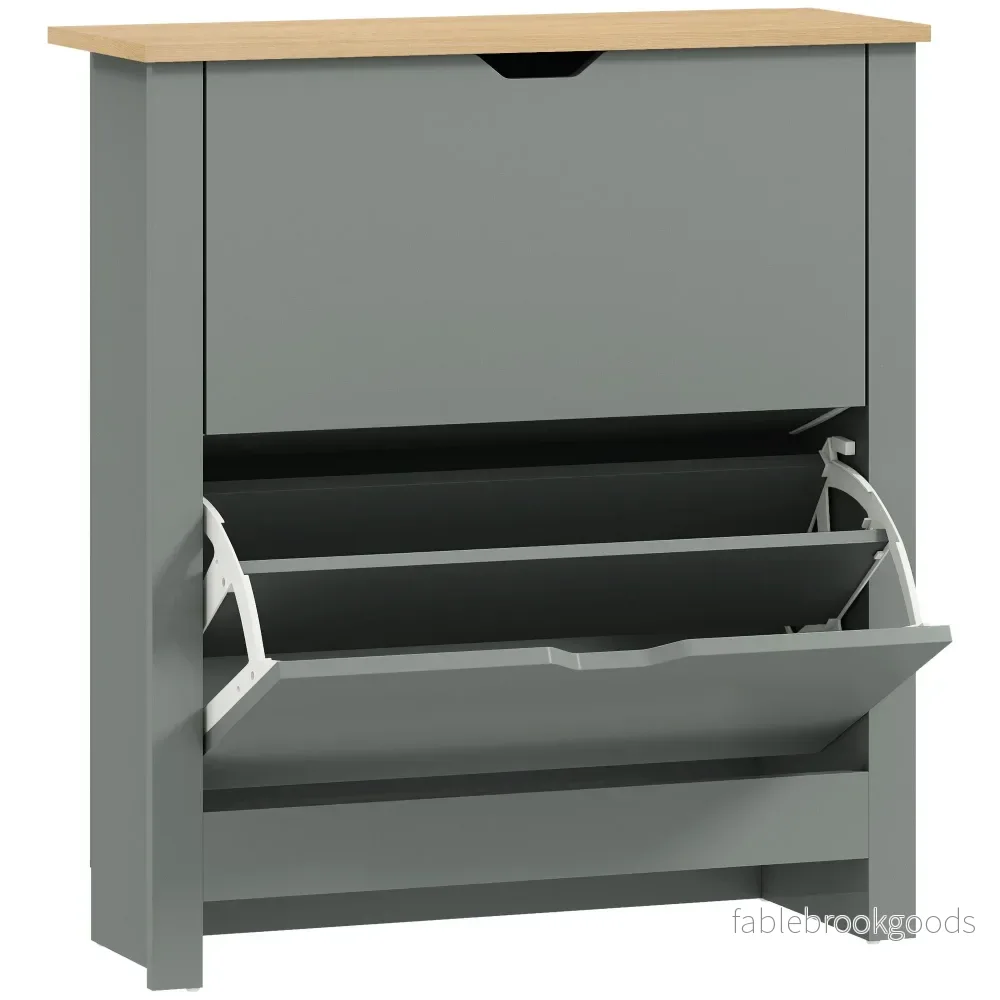 Skoskåp med 2 fällbara fack, 72 x 26 x 80 cm; ljusgrå