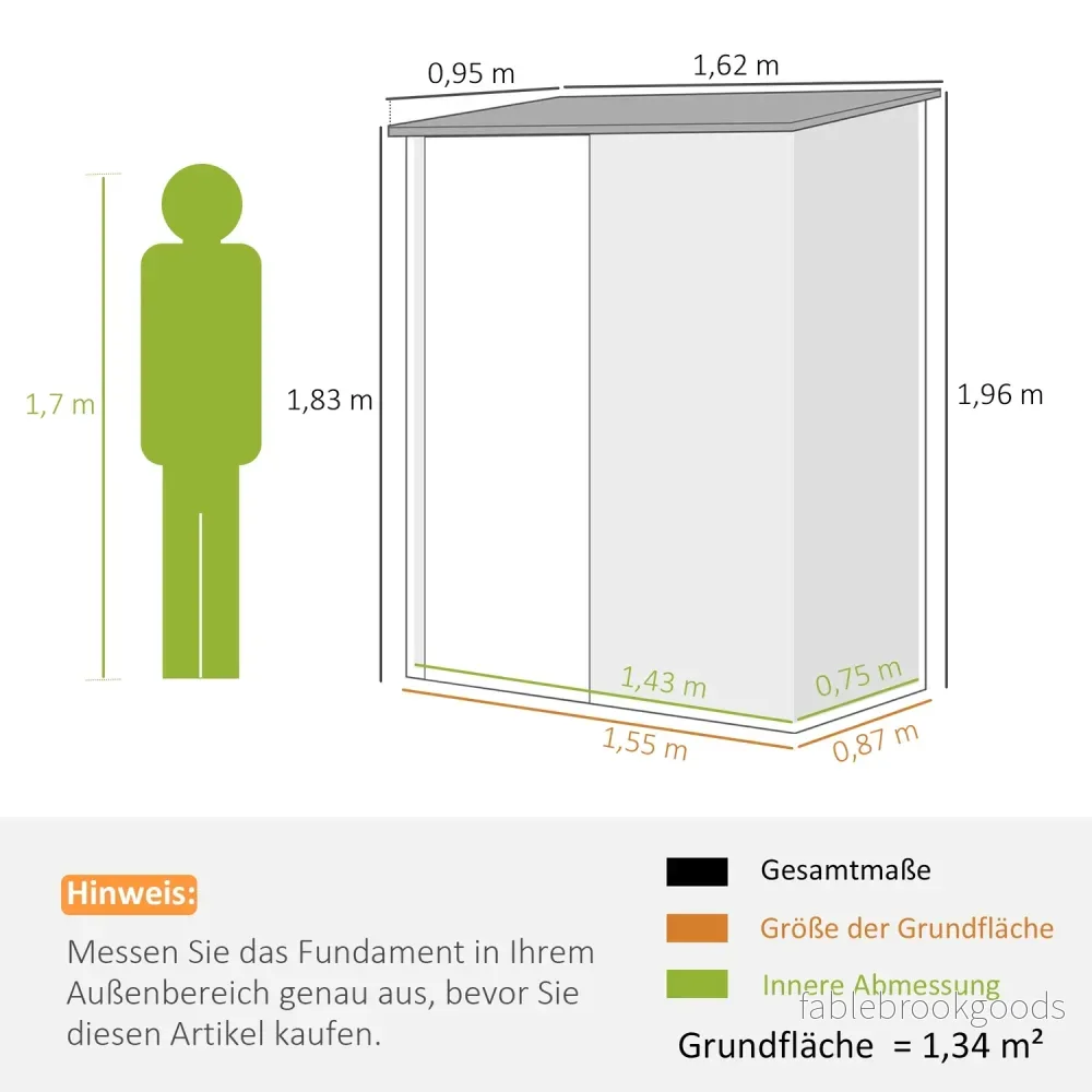 Trädgårdsbod 1,34m² Pent tak, galvaniserat stål Brun - Bild 3