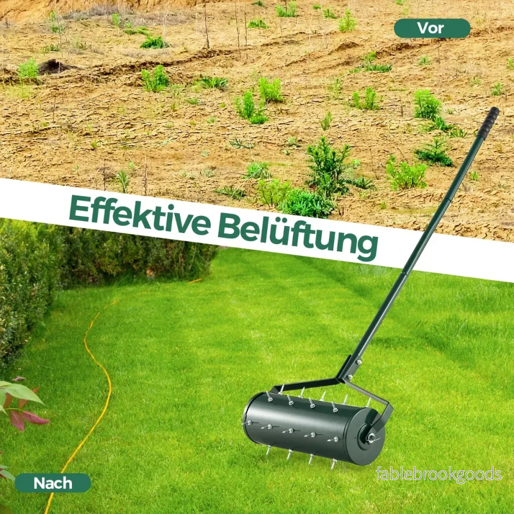 Lawn – Aerator Roller Manual med handtag och spik – 44 x 128 cm – Grön - Bild 2