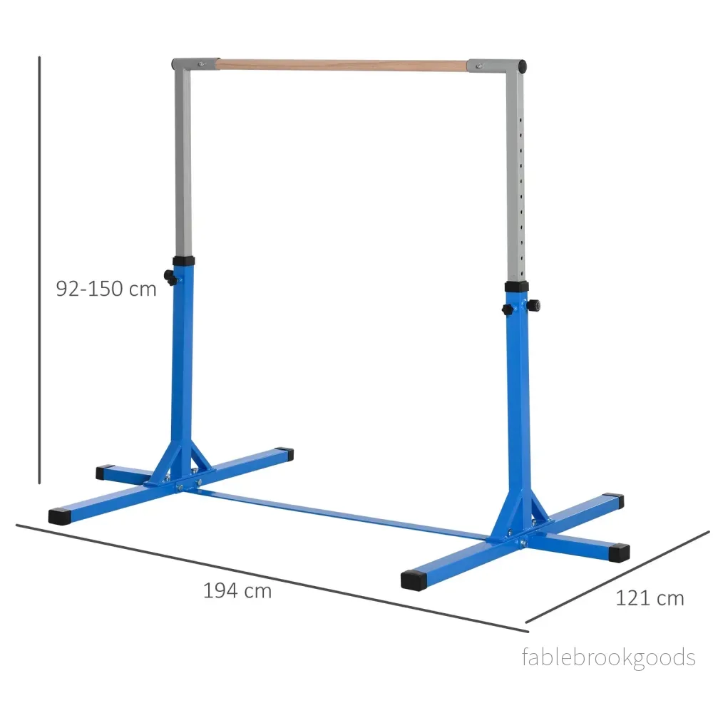 Justerbar gymnastikstång, 75 kg last, stål och trä - Bild 3