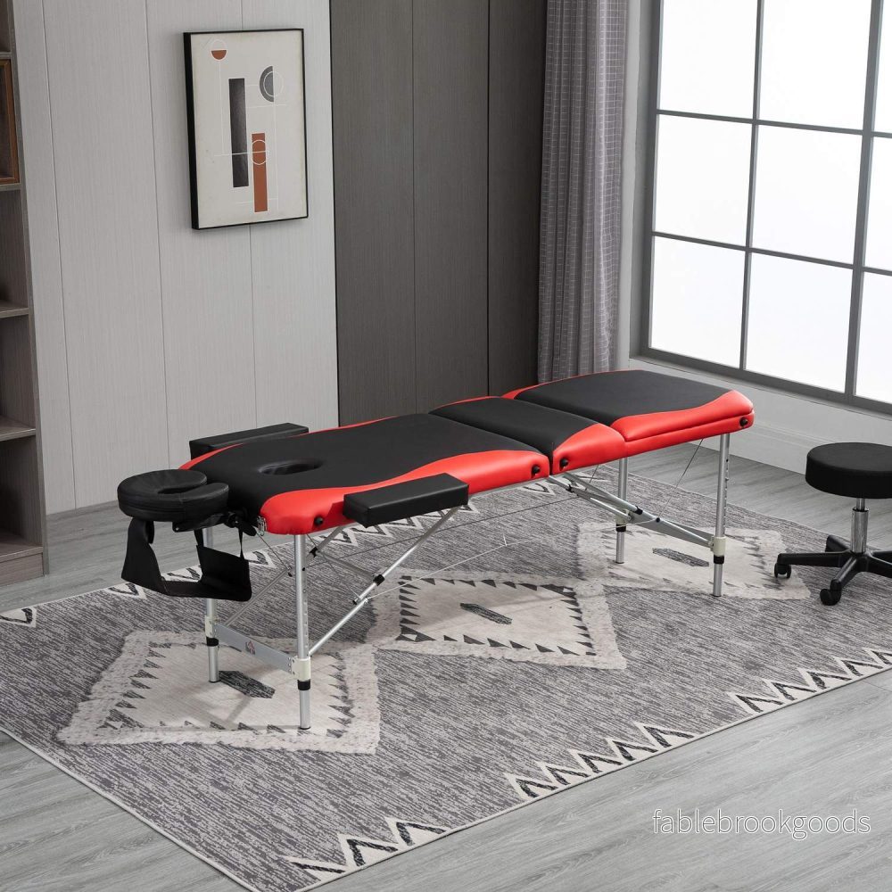Höjdjusterbart hopfällbart massagebord, aluminium & skum, 215 x 60 cm - Bild 2