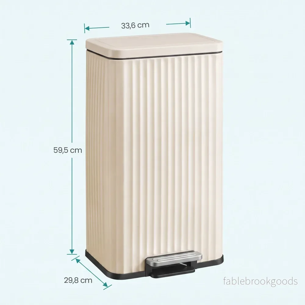 Pedaalemmer - Met Softclose-deksel en Uitneembare Binnenemmer - Beige - 33,6 x 29,8 x 59,5 cm - Bild 3
