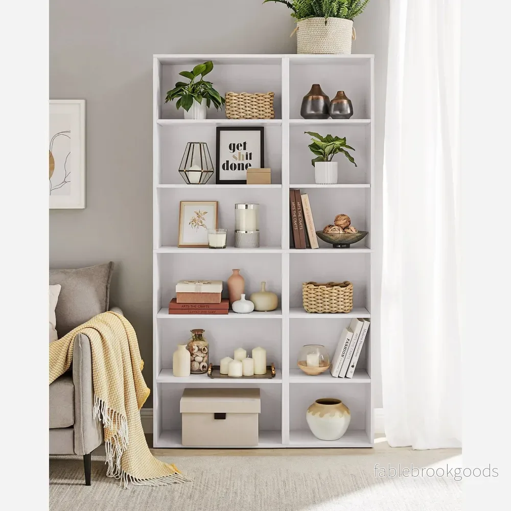Bokhylla – Skandinavisk design – 6 nivåer – Vit - Bild 2