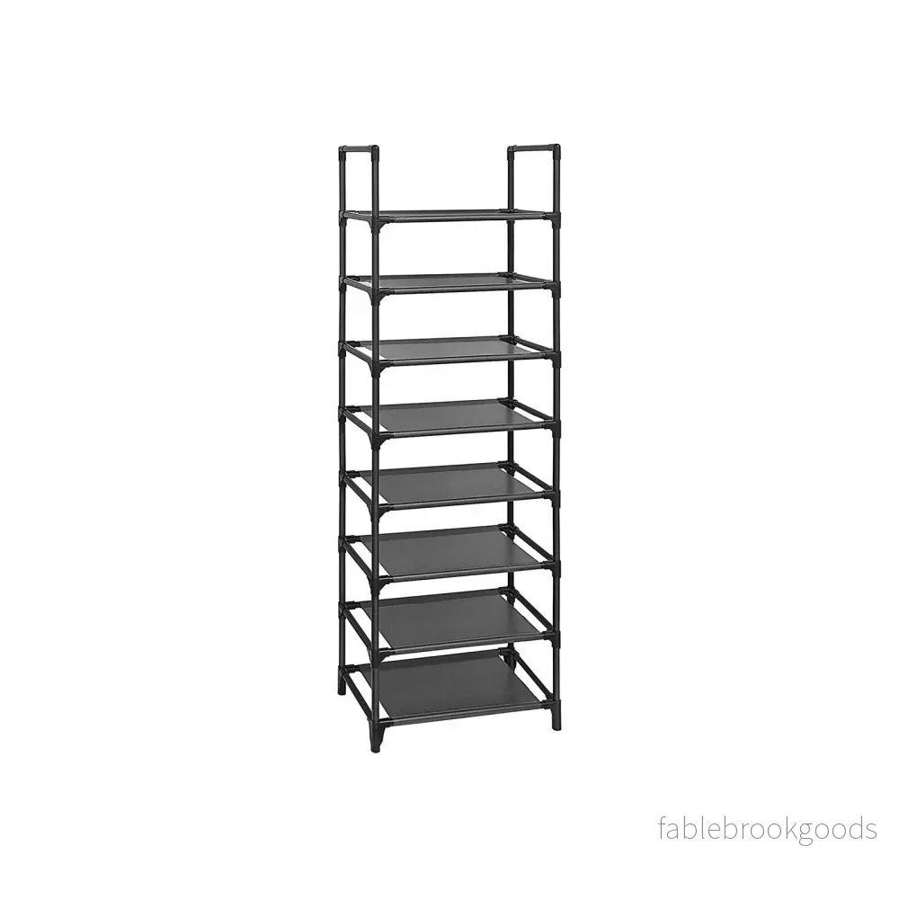 Skoställ – 8 hyllor – Stående metallställ – Svart Skoställ – 8 hyllor – Stående metallställ – Svart