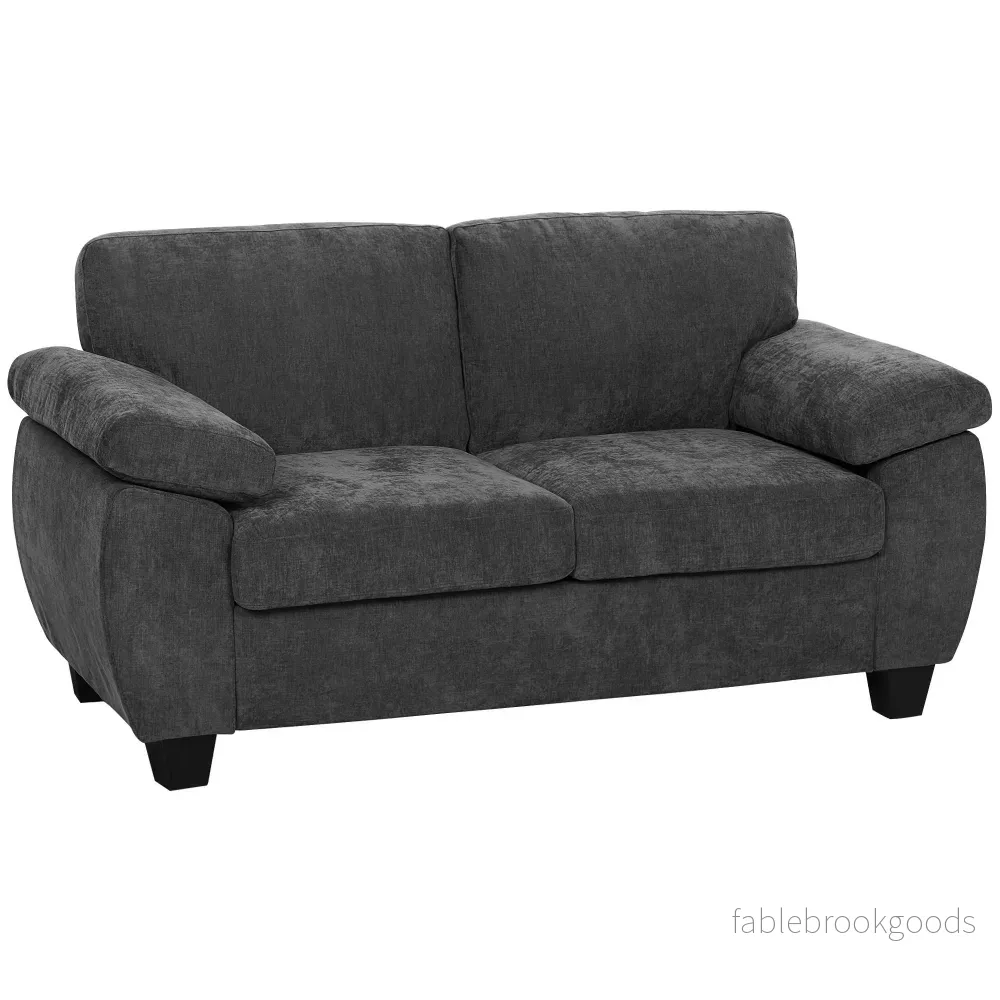 2-sits chenillesoffa, 156 cm, mörkgrå, 300 kg kapacitet