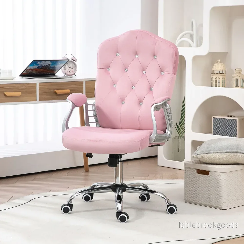 Ergonomisk rosa kontorsstol för kvinnor, höjdjusterbar - Bild 2
