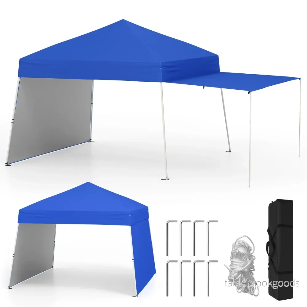 Pop – up Paviljong med omvandlingsbara sidoväggar till markis – 2 430 x 280 cm – Blå