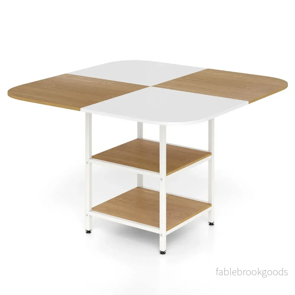 Esstisch – Küchentisch mit Ablagen quadratischer Esszimmertisch für Personen – 2 4 120 x 120 x 77 cm – Kaffe