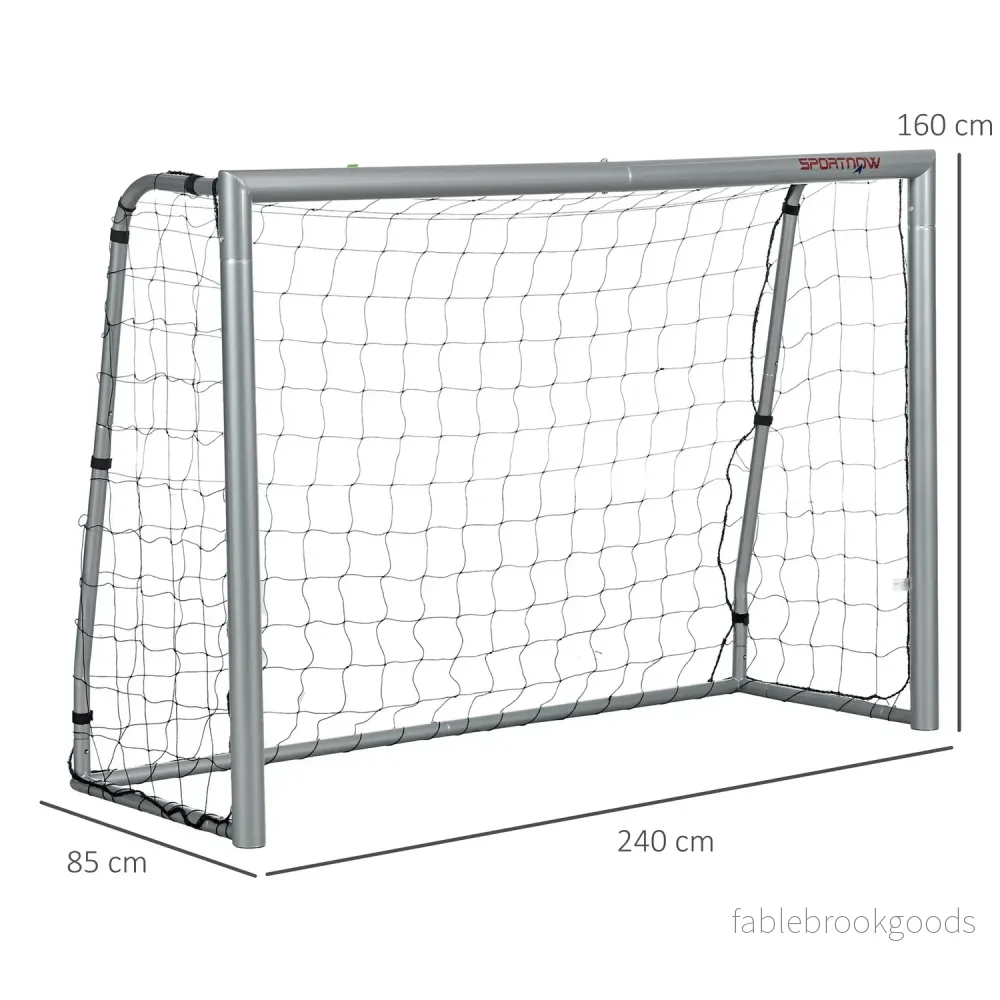 Fotbollsmål i stål med PE Mesh, 240x85x160 cm, Grå - Bild 3
